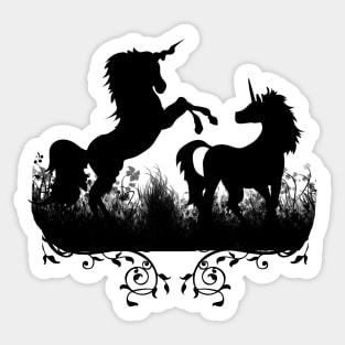 Wonderful unicorn playing in the night Sticker